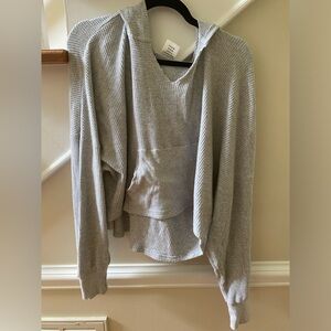 Aerie cropped waffle knit hoodie